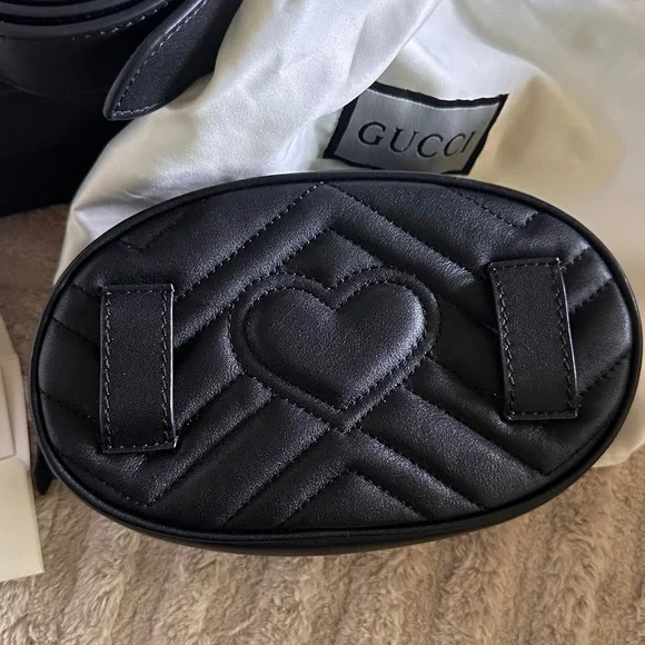 Gucci Marmont Black and Gold Mini Belt Bag - Picture 4 of 6